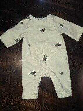 The Blueberry Hill Cream Cherry Botanical Romper | Long Sleeve One-Piece